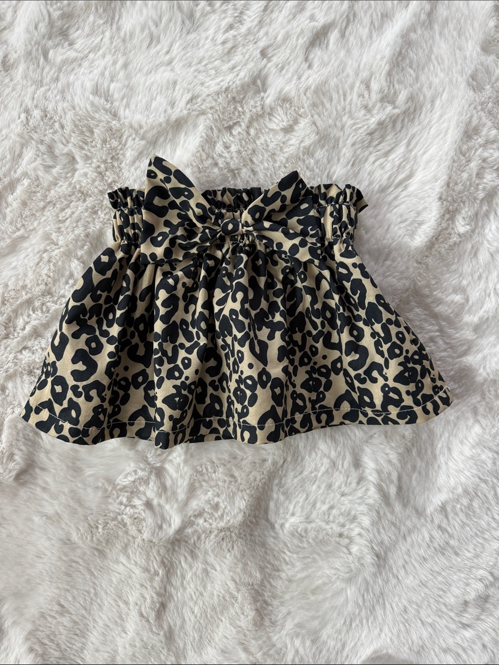 SHEIN Black and Tan Leopard Print Bow Waist Skater Skirt